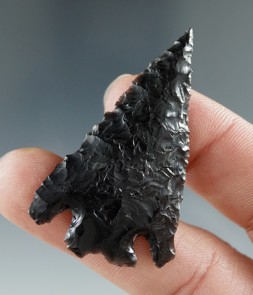 1 7/8" Elko made from Obsidian, found in the Great Basin, Oregon.