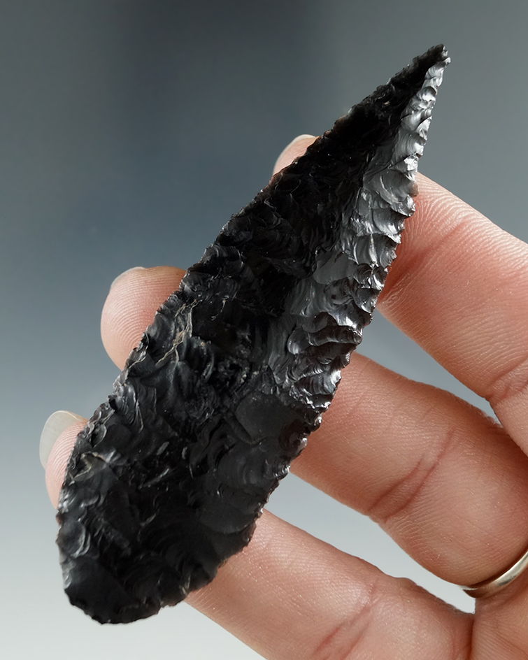 3" Cascade Leaf Blade made from Obsidian, found near the Columbia River.