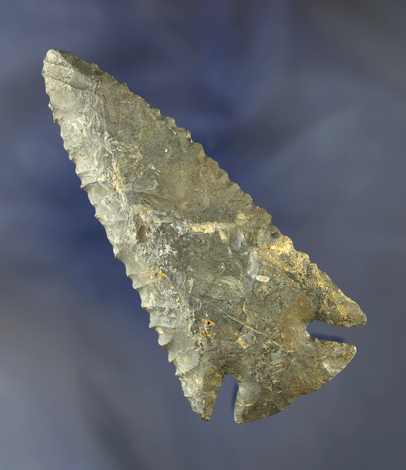 4" Notched Base Dovetail found in Richalnd Co., Ohio made from Coshocton Flint. Bennett COA.