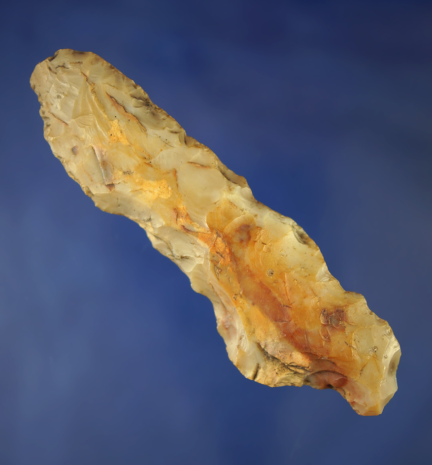 Very unique 4 3/16" multipurpose Flint Ridge Flint knife/tool found in Defiance Co.,  Ohio.