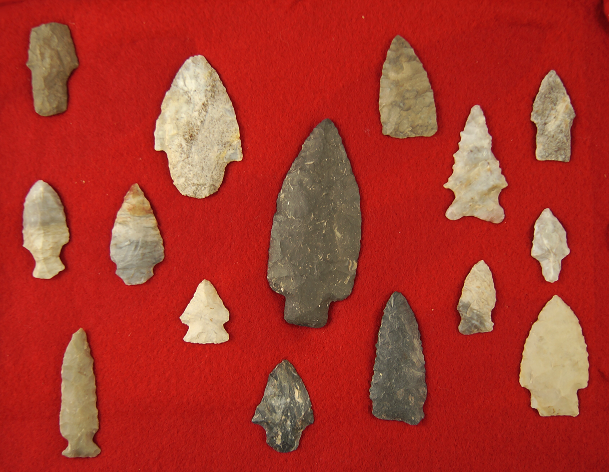 Group of 15 Field found Arrowheads found near Limaville, Stark Co., Ohio. Largest is 3 7/16".