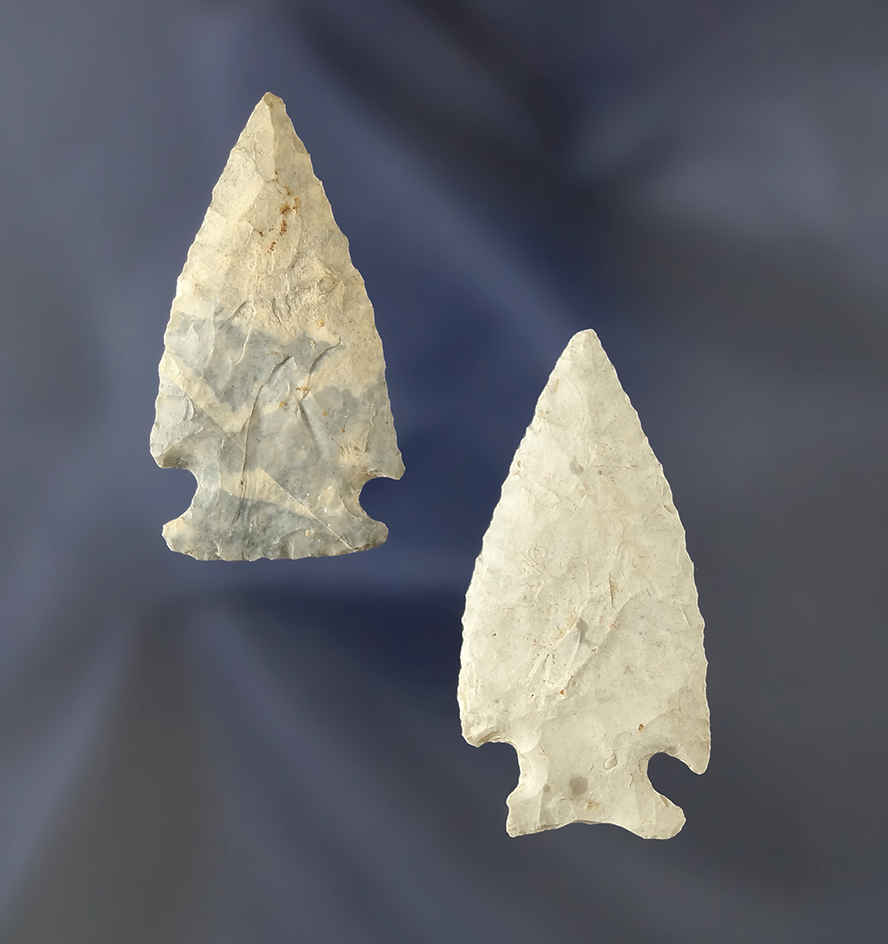 Pair of Intrusive Mound Points found in Ohio, largest is 1 13/16".