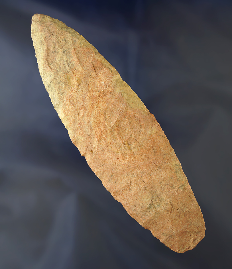 Large 6 7/16" made from Heat-treated Mill Creek Chert. Dickey, Perino and Jackson COAs.