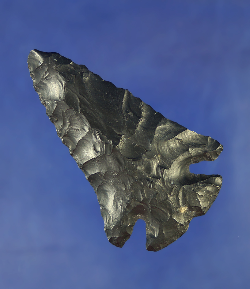 2 3/4" Coshocton Flint Archaic Thebes Bevel found in Ohio.