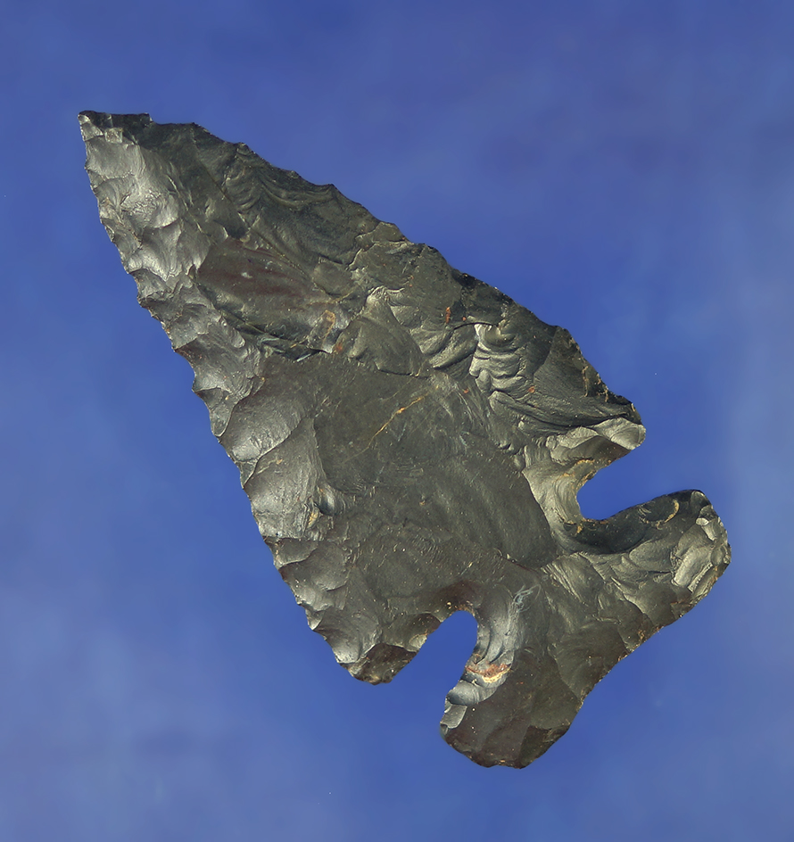 2 15/16" Coshocton Flint Deep Sidenotch found in Muskingum Co.,  Ohio. Ex. John Barnhart