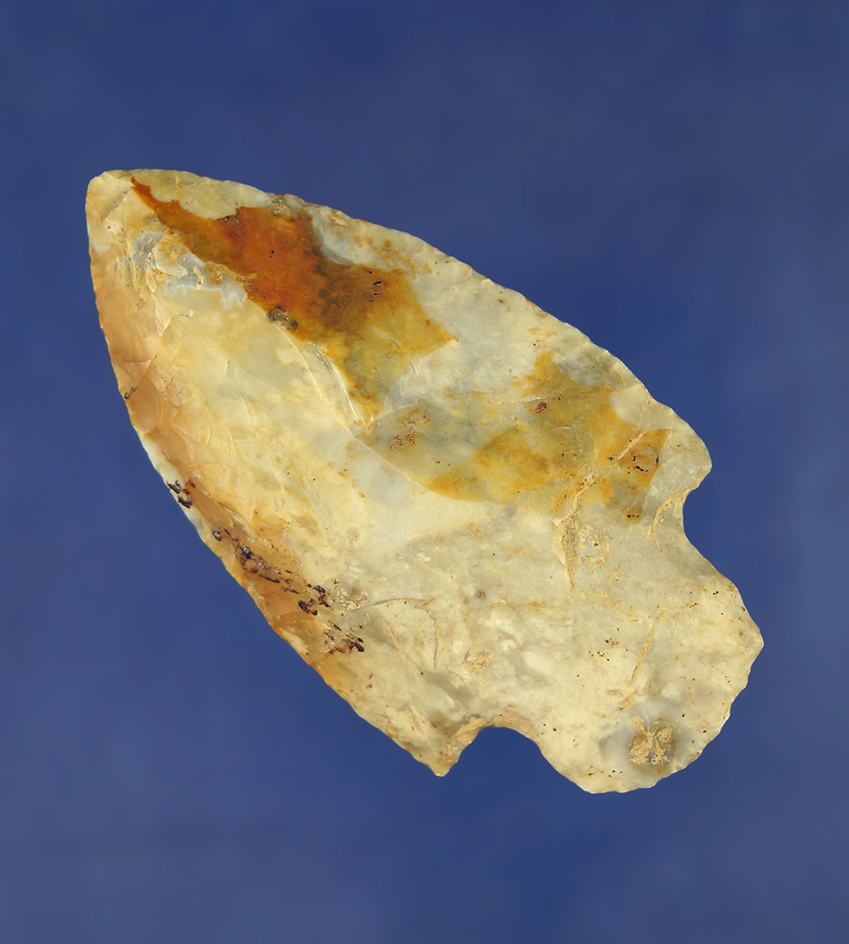 Colorful 2 13/16" Flint Ridge Flint Adena found in Wayne Co.,  Ohio.