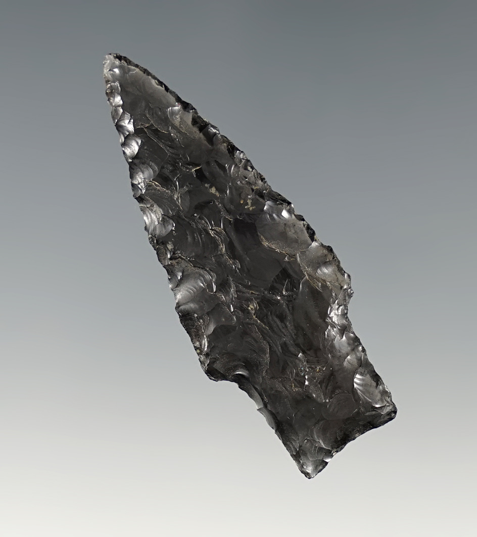 1 15/16" Stemmed Obsidian point - Columbia Basin, Oregon. Ex. Victor Hensrud collection.