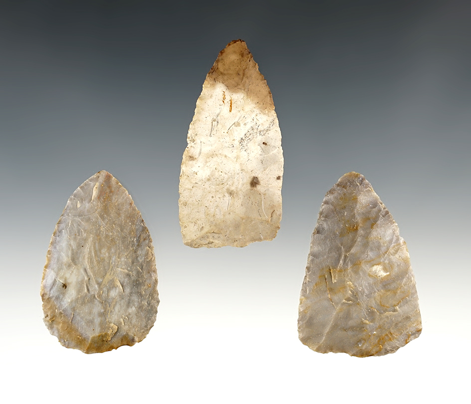 Set of 3 well made Blades found in Ohio. The largest is 2 9/16".