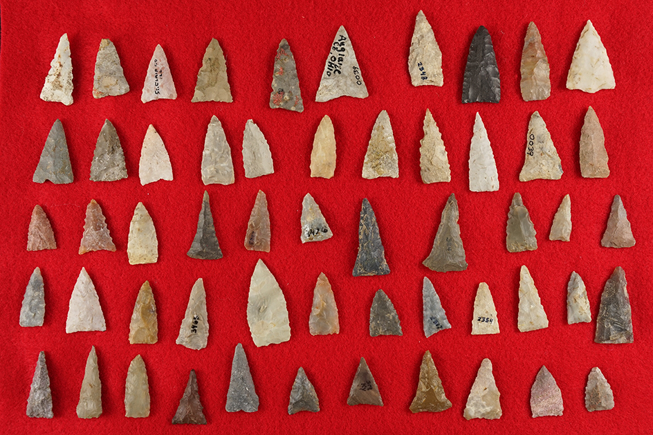 Set of 55 Triangle points found in various locations. The largest is 1 3/8".