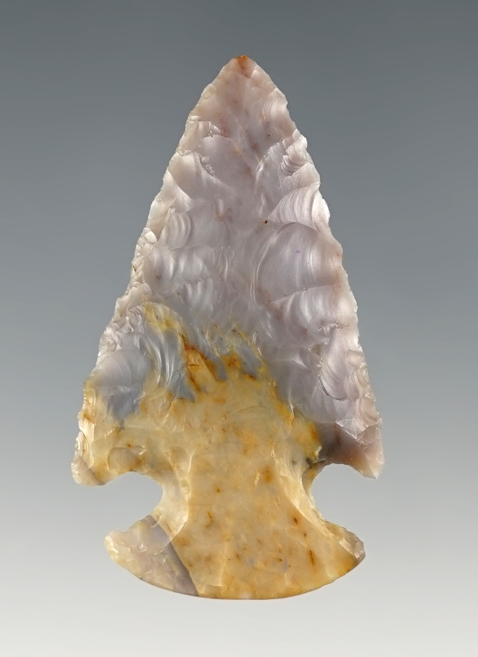 Amazing color on this 1 3/4" Lavender and tan Flint Ridge Mini Dovetail. Found in Ohio.