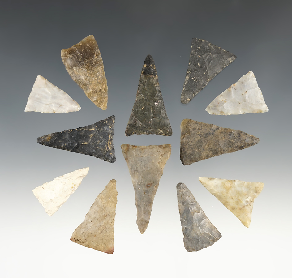 Set of12 Ohio Triangle points in great condition. The largest is 1 7/8".