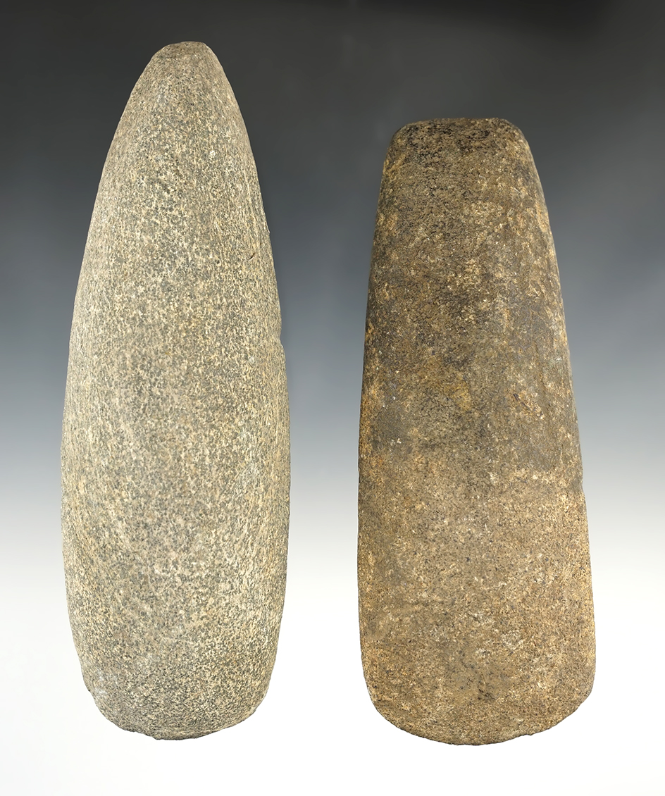 Pair of large Hardstone Celts found in the Midwestern U.S. The largest is 6 3/4".