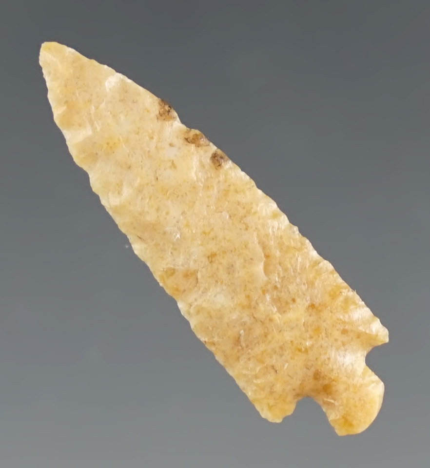 1 1/8" Dagger made from tan Chert. Found in the Columbia River Region, Washington.  Bennett COA.
