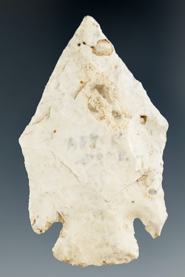 2 1/2" Afton Archaic Point made from cream colored Chert with nice form. Found in Illinois.