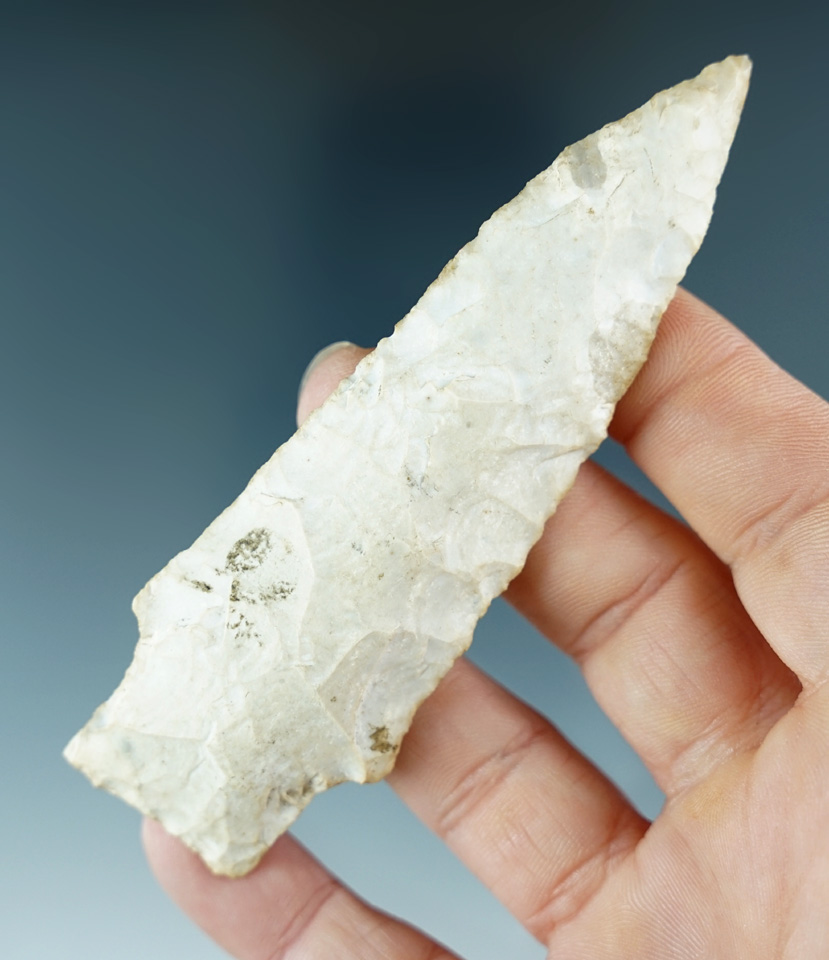 3 15/16" Stemmed Knife with a curve to the blade found in Illinois.