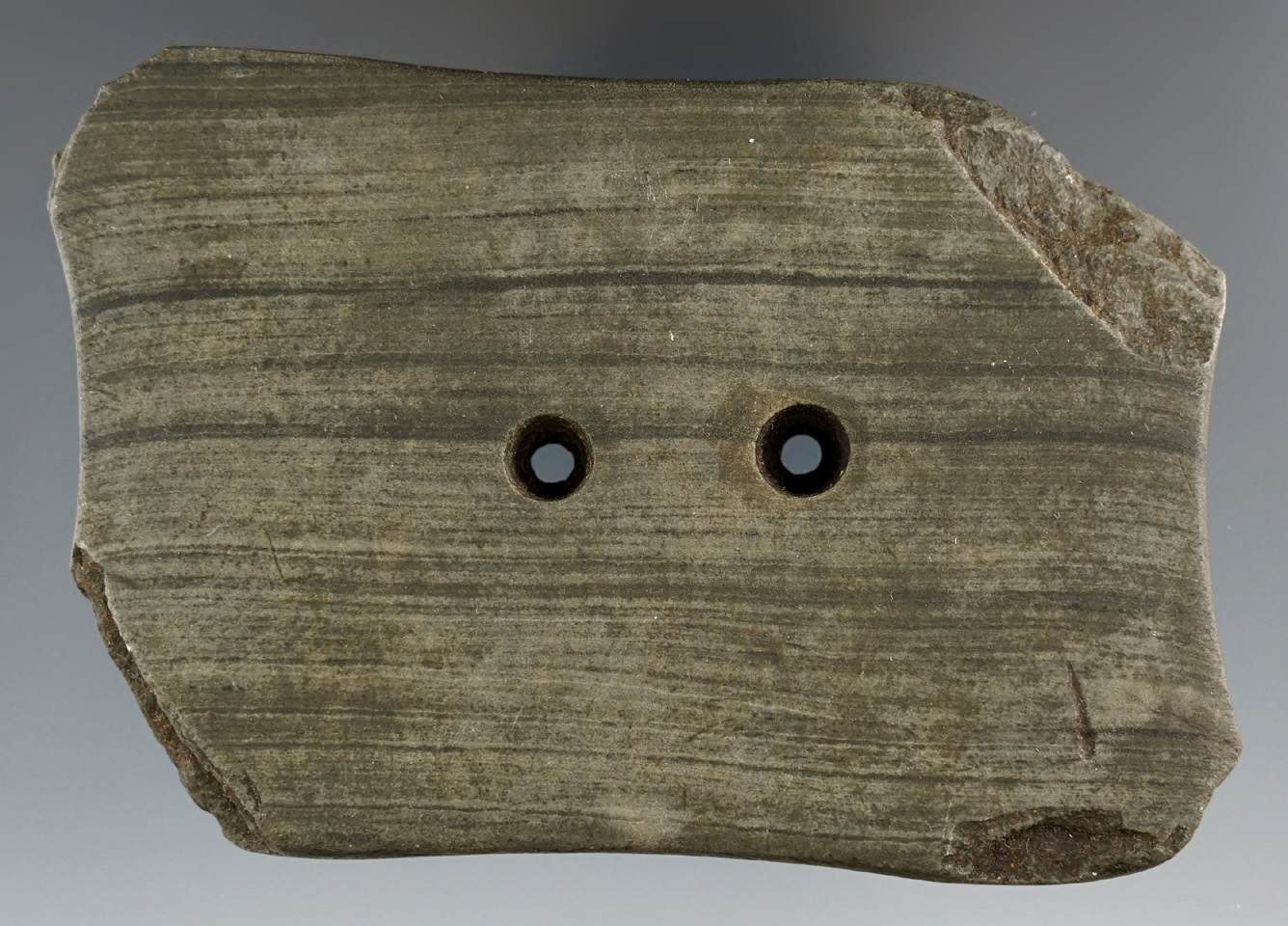 4" long Quadriconcave Gorget found by Dave Root in Wood Co., Ohio.