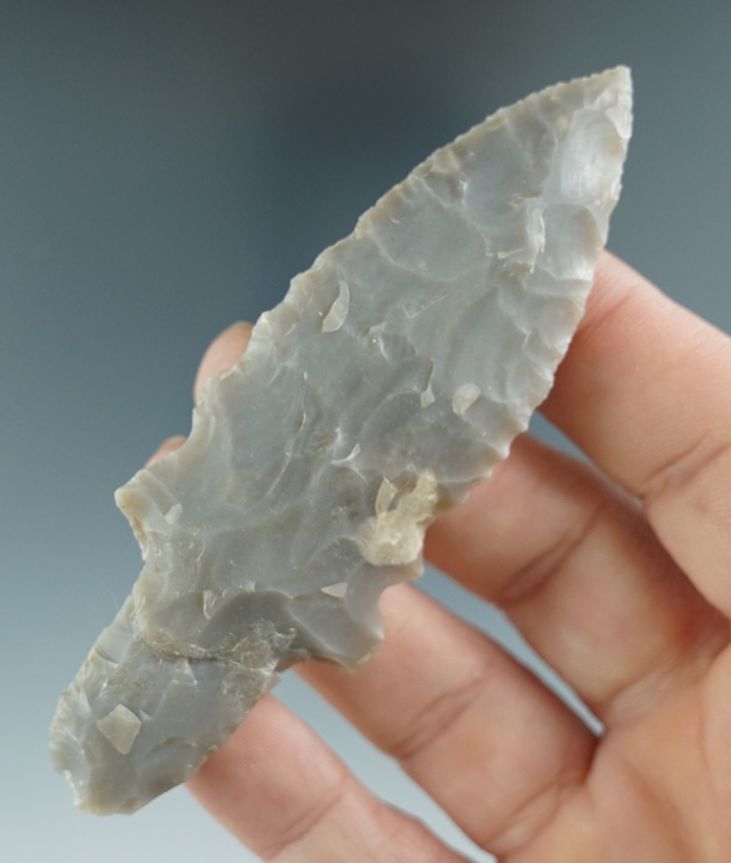 3 1/2" Wells found in Bell Co., Texas. The base has been broken and reattached.  Rogers COA.