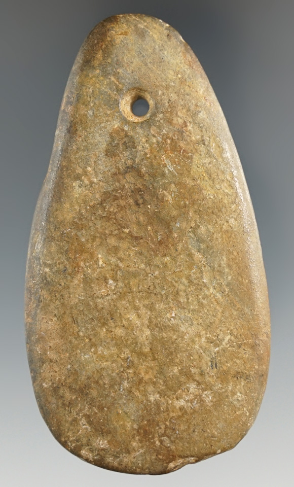 3 7/16" Ovate Pendant made from well patinated Banded Slate.