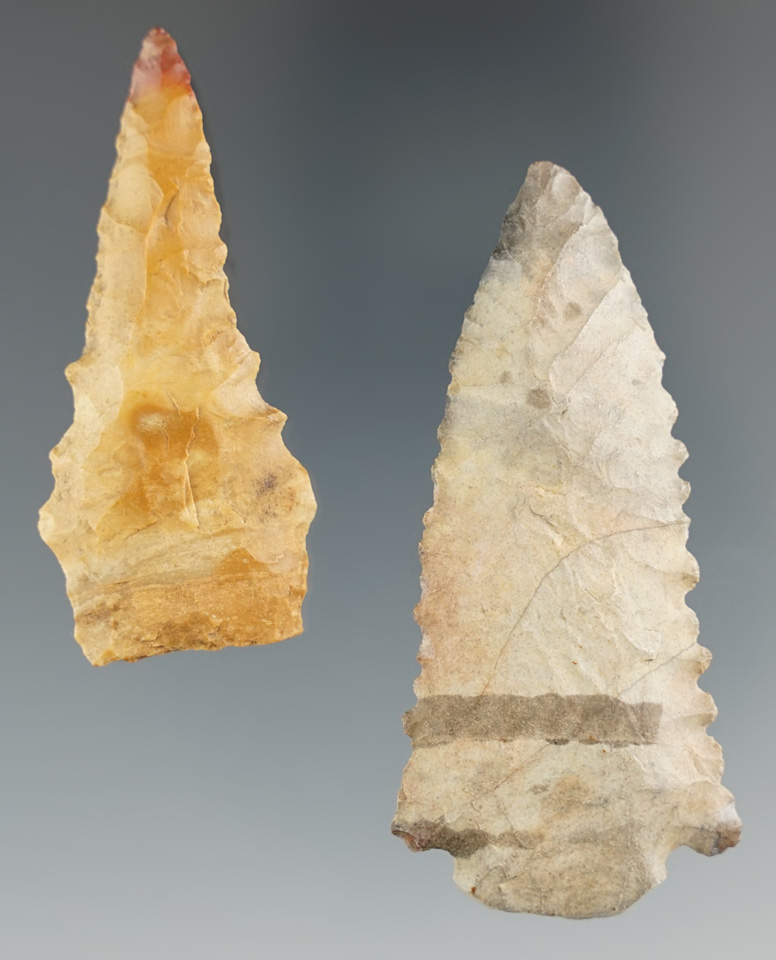 Pair of Serrated Knives found in Kentucky. Largest is 2 5/16". Ex. Henry English Collection.