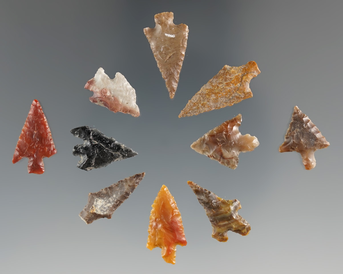 Set of assorted Columbia River Gem Points, largest is 15/16".