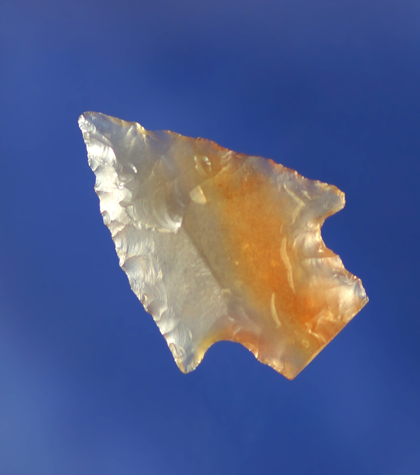 1" Shaniko made from a flake of beautifully translucent clear agate.    Columbia River.