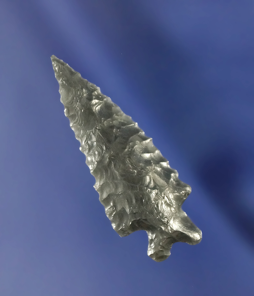 1 9/16" nicely patinated obsidian Rose Springs found near Fort Rock Oregon.