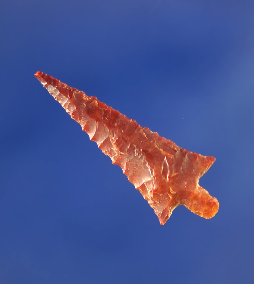 Exceptionally well flaked 1 1/8" Wallula made from beautiful red Jasper.    Columbia River.