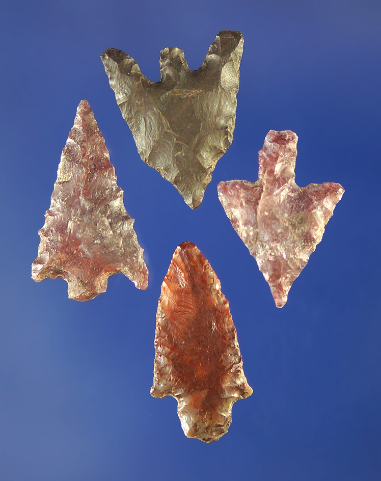 Set of five assorted Columbia River Gempoints, largest is 3/4".    Columbia River.