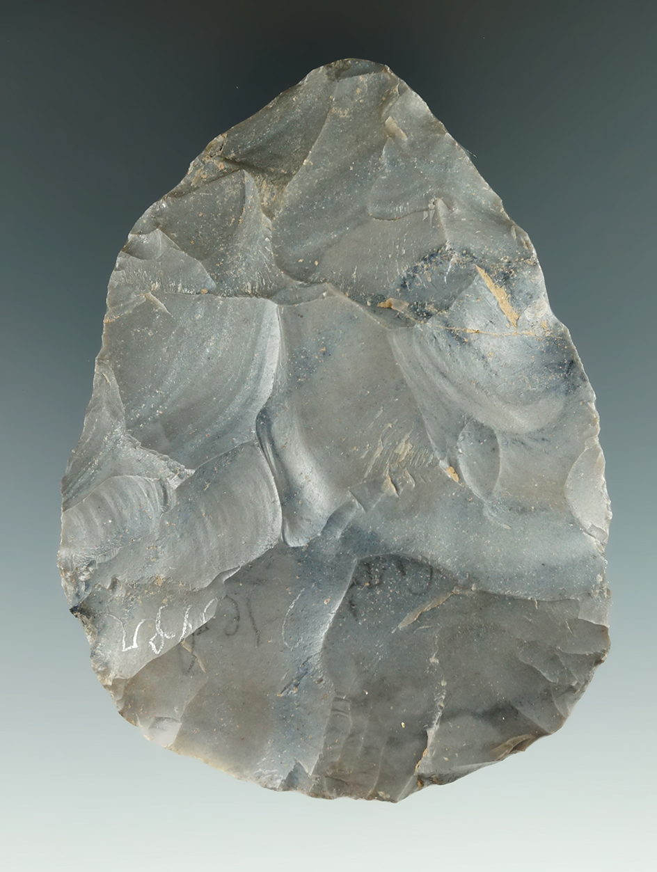 3 9/16" Hornstone Crib Mound Cache Blade found by Art Gerber in Spencer Co., Indiana.