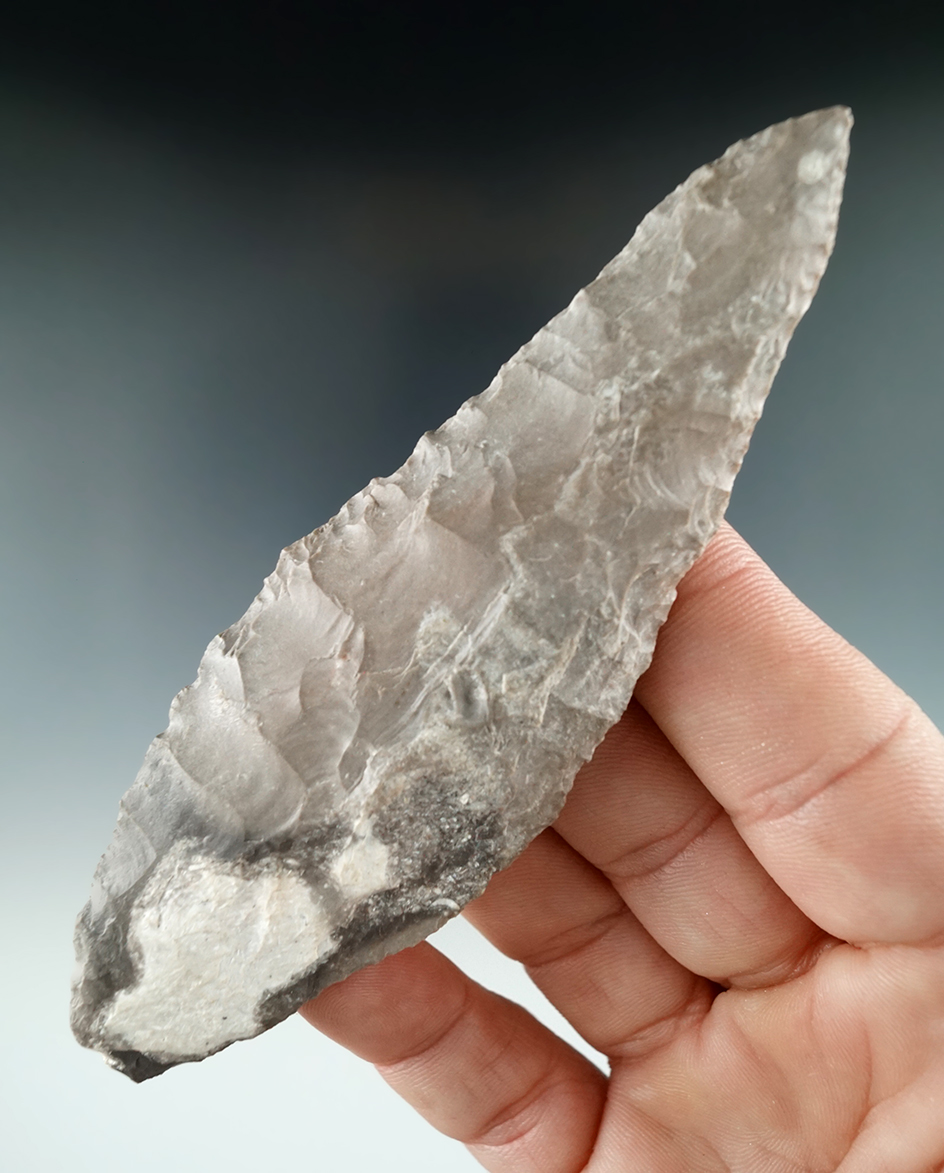 4 3/8" Harahey Knife found in Saline Co., Missouri. Comes with a Motley COA.