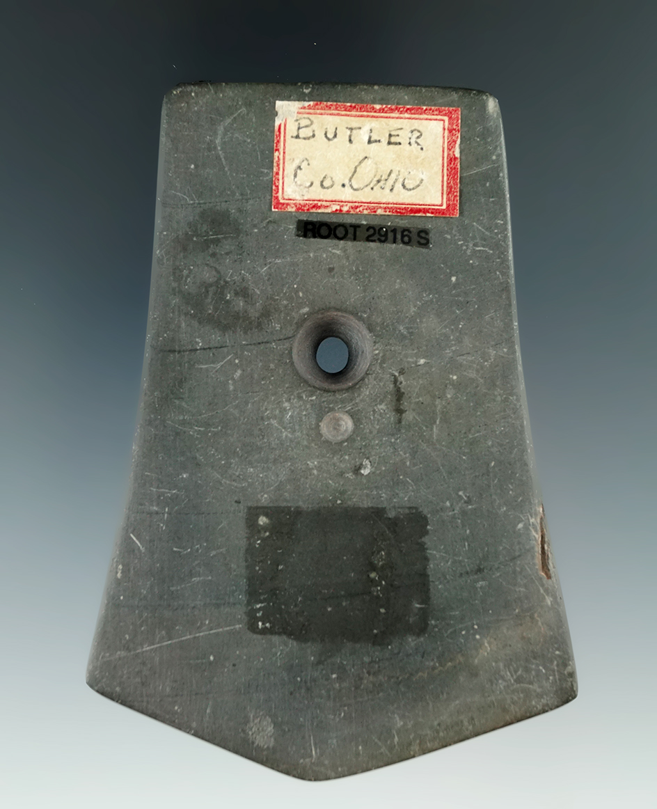 3 9/16" Pentagonal Pendant made from Banded Slate, found in Butler Co., Ohio.