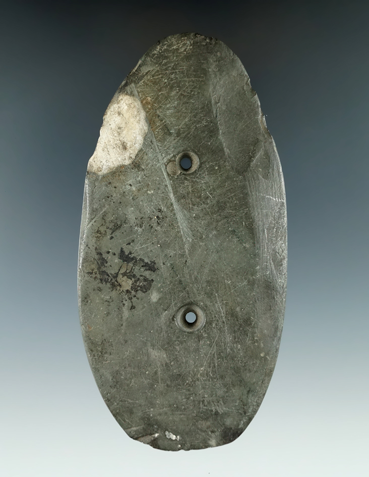 4 11/16" Oval Gorget made from Slate found in Ohio.