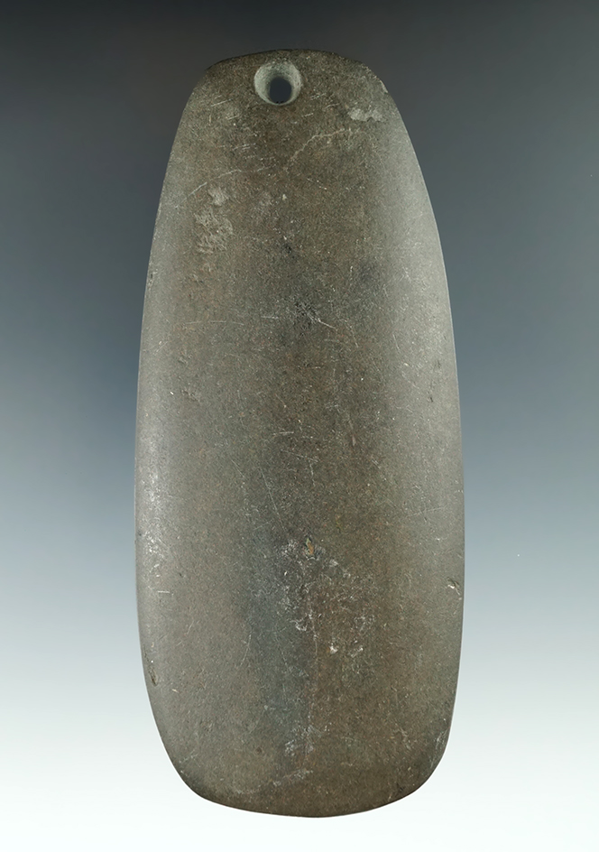 5" Adena Trapezoidal Pendant made from Greenstone, found in Ross Co., Ohio.