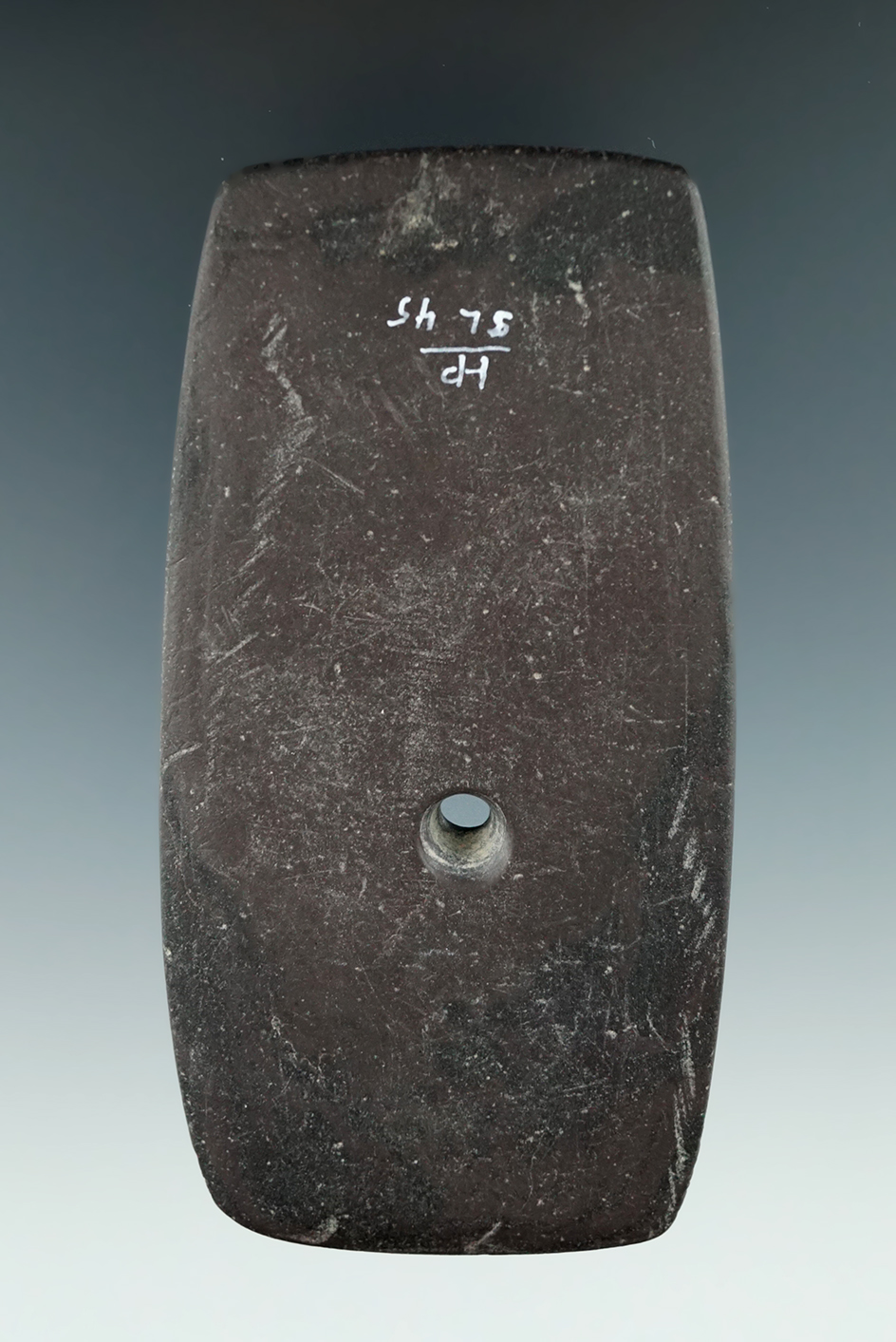 3 7/8" Brown Slate Adena Pendant found in Knox Co., Ohio.