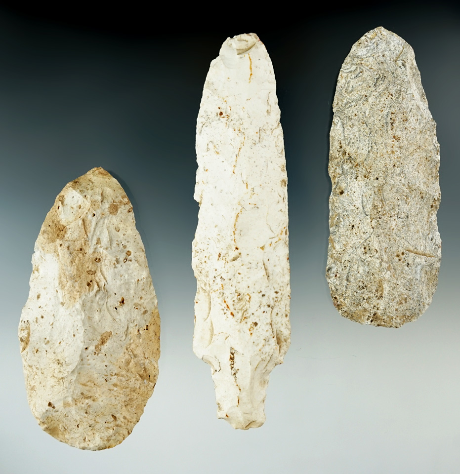 Set of three large knives found in the Indiana area, largest is 5 3/8".