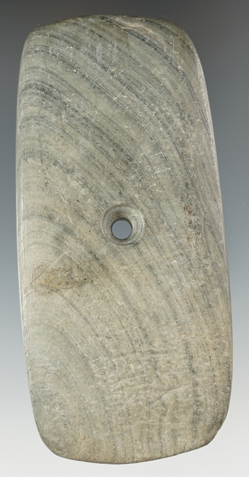 4 1/4" Adena Rectangular Pendant found in Ohio. Ex. Tom Davis Collection. Davis COA.