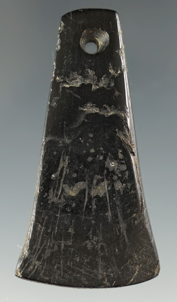 Miniature 2 1/8" Cannel Coal Mississippian Bell Pendant. Found in Adams Co., Ohio.