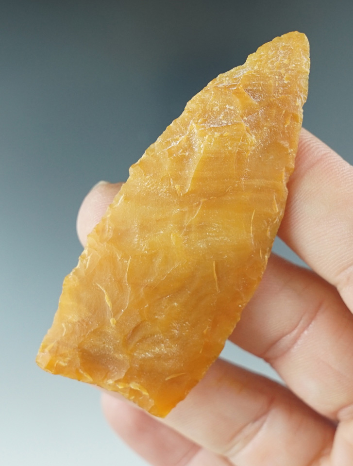 2 3/4" Plainveiw made from translucent amber orange Agate.  Wilson Co., Texas. COA.