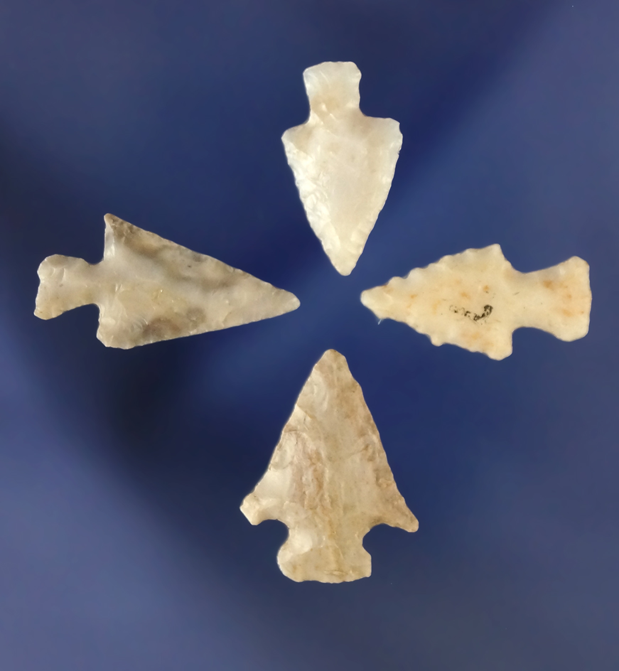 Set of four nice Western Bird Points, largest is 7/8".