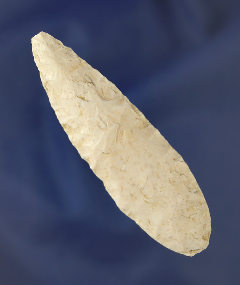 3 1/8" Adena Knife with the heavily ground stem area found in Shelby Co.,  Missouri.