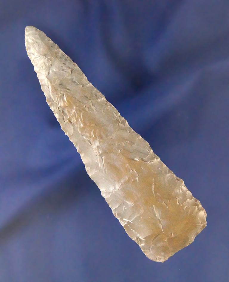 3 13/16" Archaic Knife - Clay Co.,  Missouri - Creek stained Florence chert. Motley  COA.