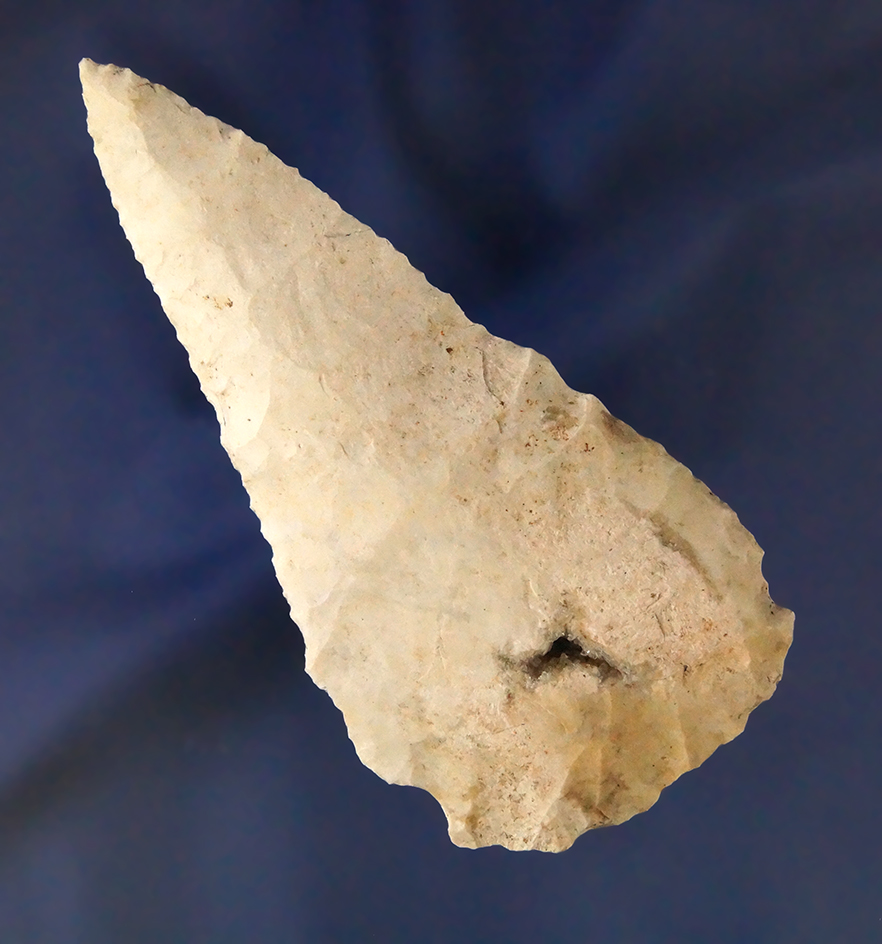 3 1/2" beveled Cobbs knife with unique sidenotches at base.