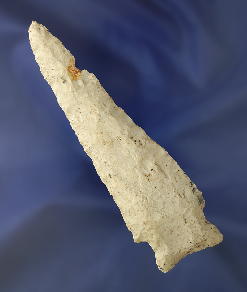 4 7/8" heavily patinated Stemmed Knife with nice mineral deposits on surface found in Missouri.