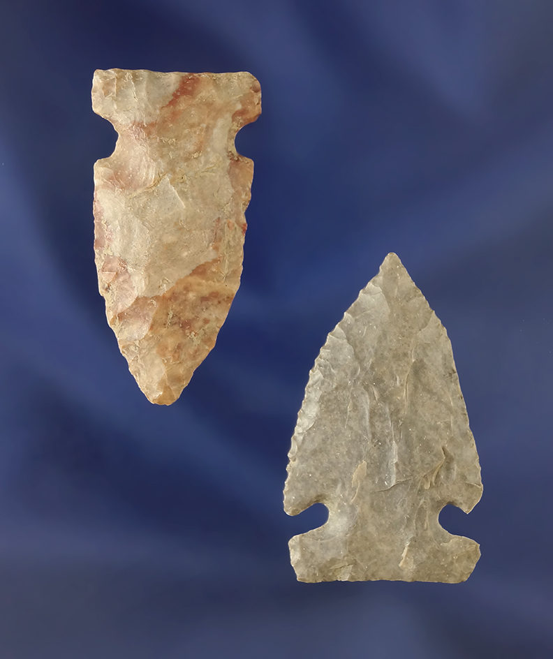 Pair of Intrusive Mound points found in Ohio, largest is 1 5/8".