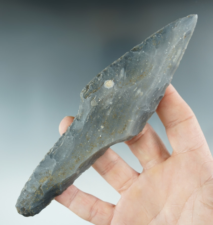 6 1/4" Mayan Dagger/Macro Blade made from Colha Chert, found in Belize. Ex. David Walley.