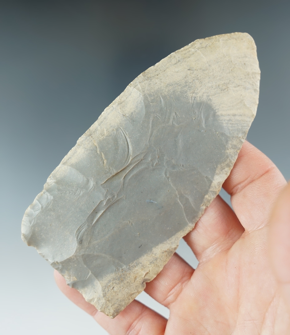 4 1/4" Nicely flaked Paleo Knife made from Hornstone. Found in Meade Co., Kentucky.