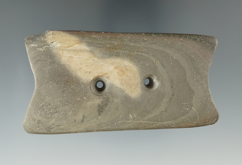 3 1/2" Hopewell Reel Gorget found in Richland Co., Ohio. Ex. Martin.