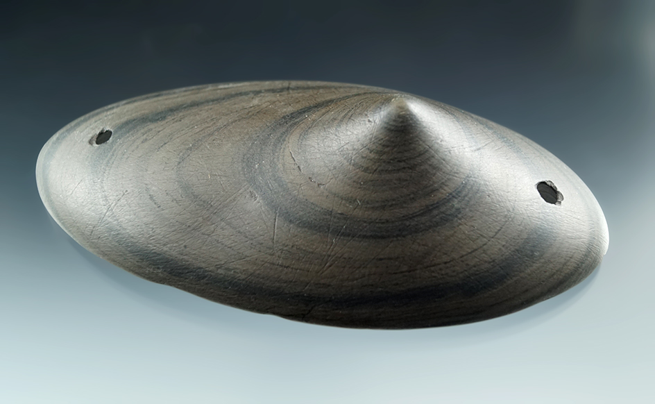 3 15/16" Spineback Gorget found in Huron Co., Ohio. Comes with a Jackson COA.