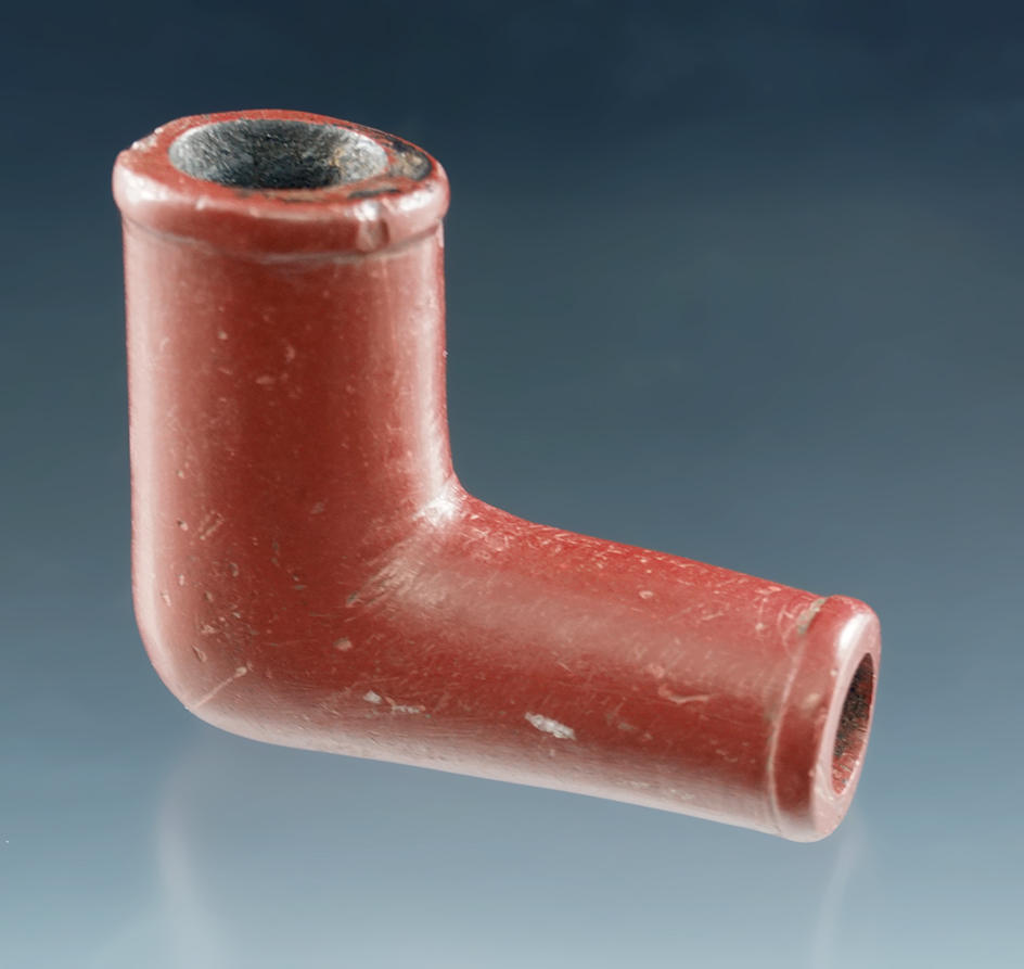 Deeply patinated 2 1/16" Catlinite Elbow Pipe in excellent condition.