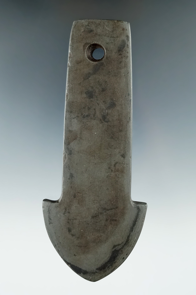 5 1/8" Black and brown Banded Slate Anchor Pendant found in Hancock Co., Ohio.